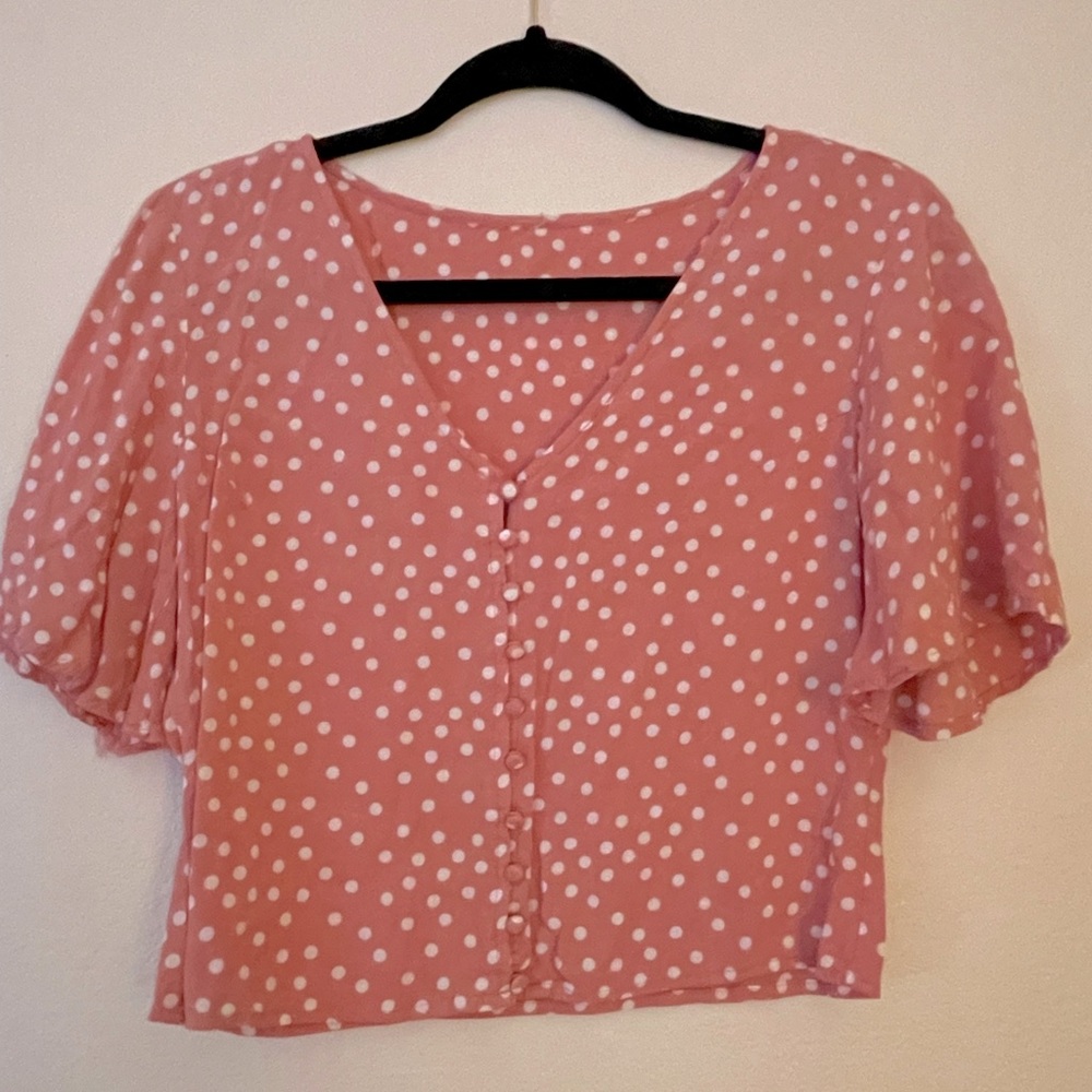 Pink Polka Dot Women's Top
